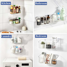 Eunion bath toy storage clear wall view highlights transparent walls