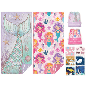Eunzel mermaid-tail towel offers quick-drying softness for kids.