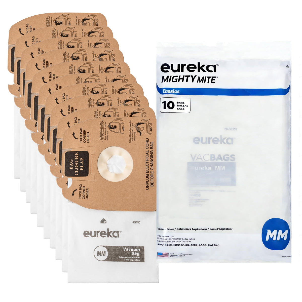 Eureka MM Vacuum 60297A style-10 bags pack for Mighty Mite vacuums, easy replacement.