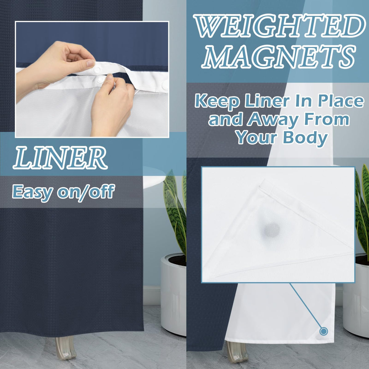 EUTXL 230GSM heavyweight fabric minimizes curtain movement during showers.