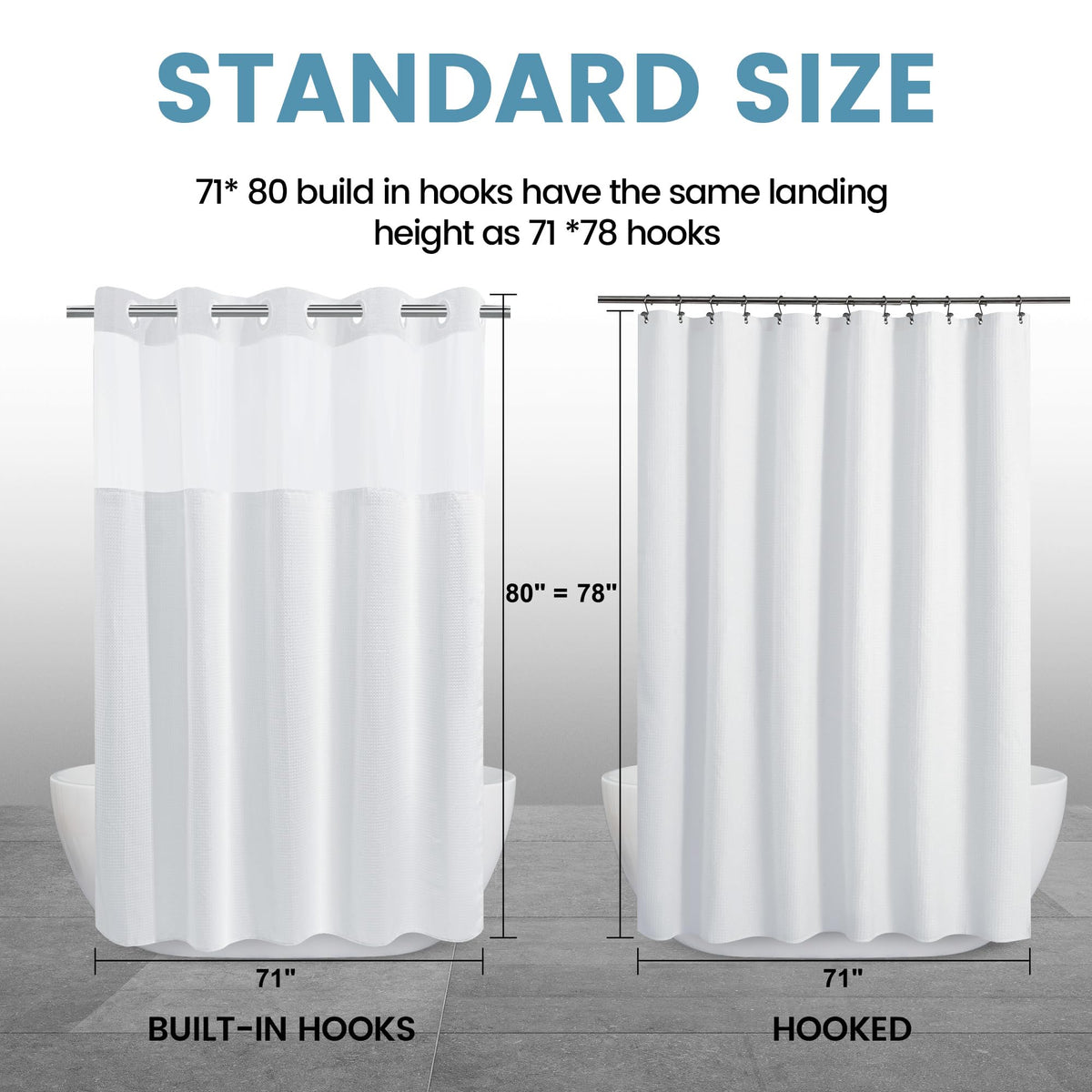 EUTXL bathroom scene shows clean white curtain in a modern space.