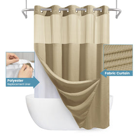 EUTXL beige shower curtain dimensions 71x74 inches for standard baths