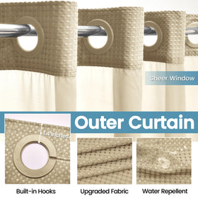EUTXL weighted-hem helps curtain stay in place against splashes and drafts