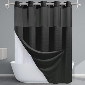 EUTXL black shower curtain with waffle texture adds a premium look