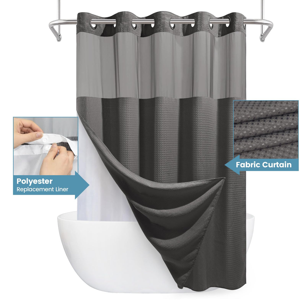 Weighted hem keeps the curtain flat and tidy