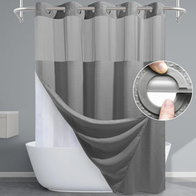EUTXL grey shower curtain with waffle-weave texture for a luxurious bathroom