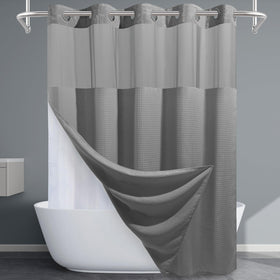 EUTXL long no hook shower curtain with split rings for easy hanging and setup