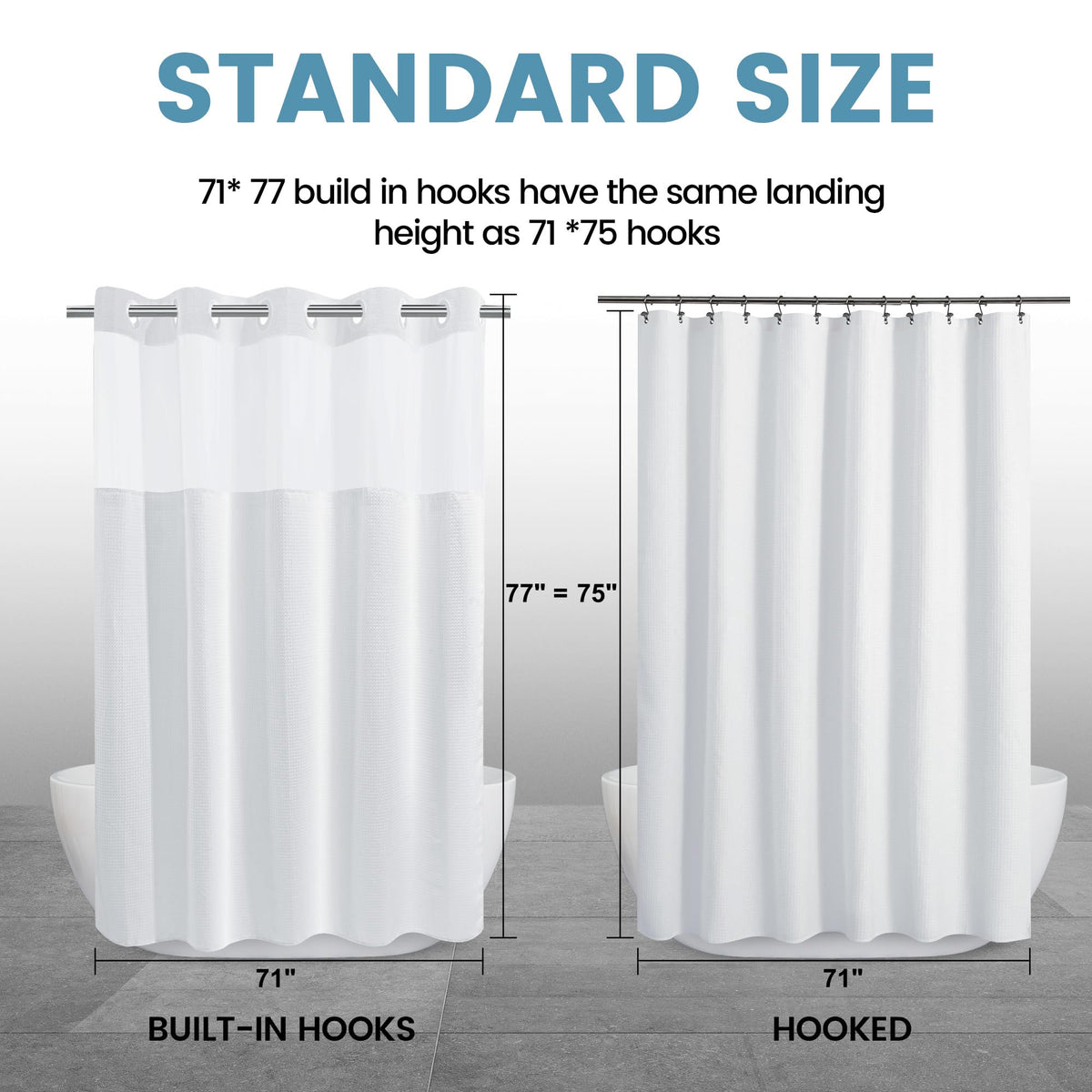 EUTXL machine-washable shower curtain for quick, hassle-free care.