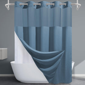 EUTXL Moonlight Blue no-hook shower curtain with a clean look and easy installation.