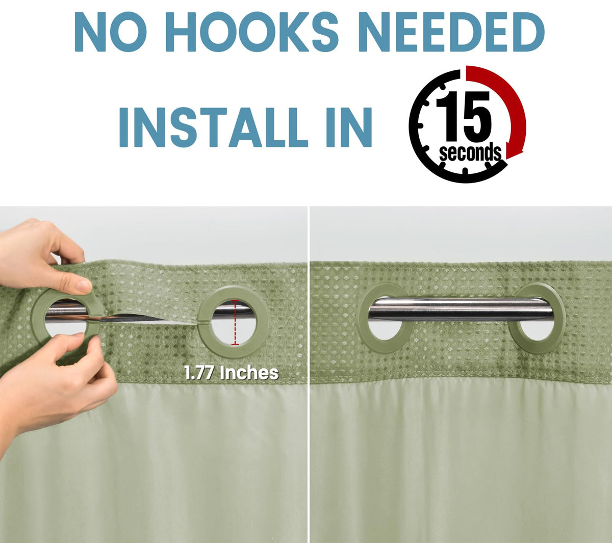 71x74 inch curtain hanging with split rings and light see-through panel