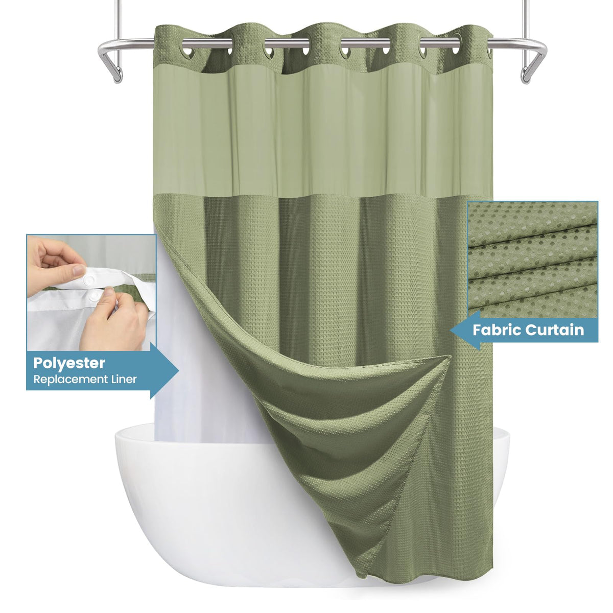Mesh upper panel with split rings balances light and privacy