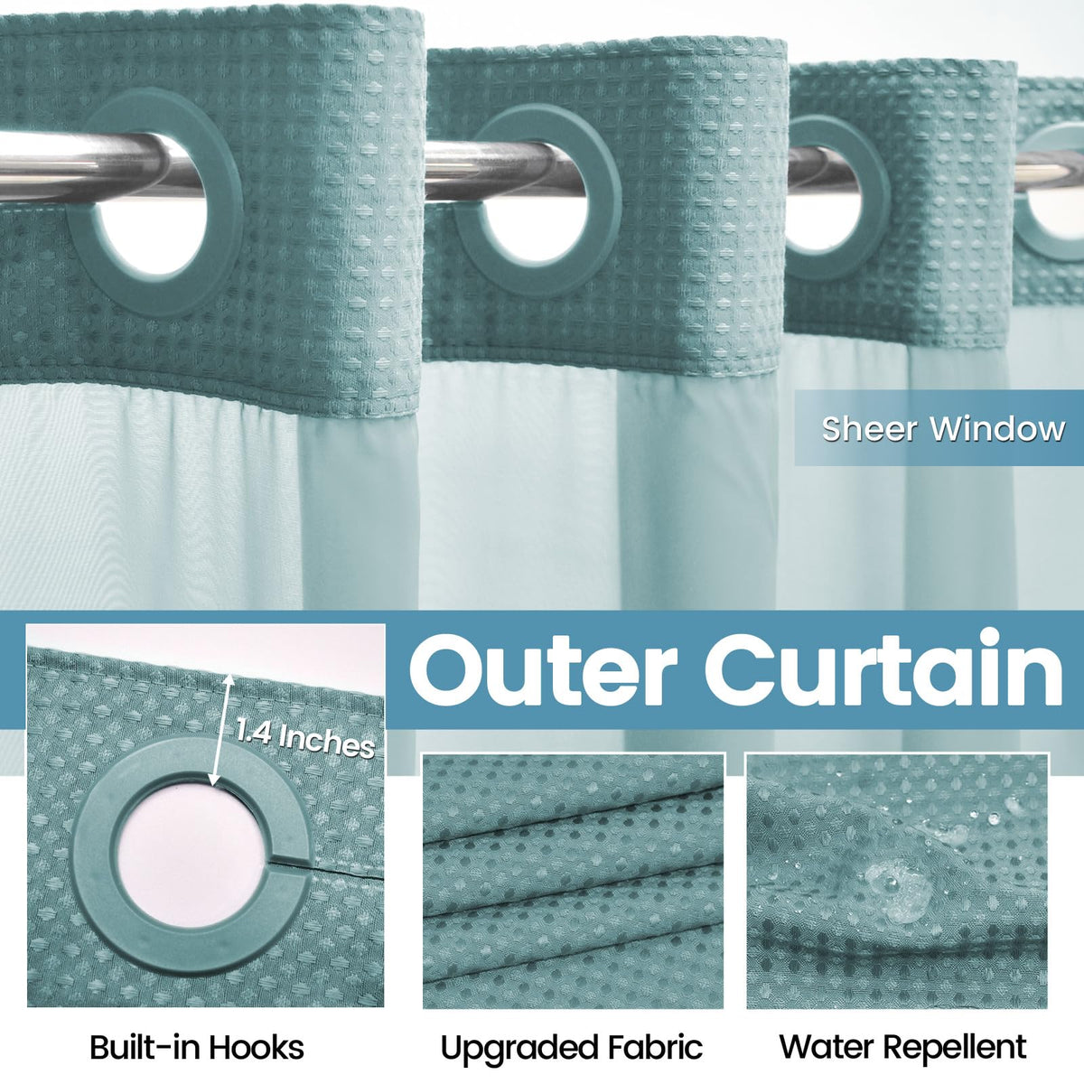 Bottom magnets keep the curtain steady and reduce billowing.