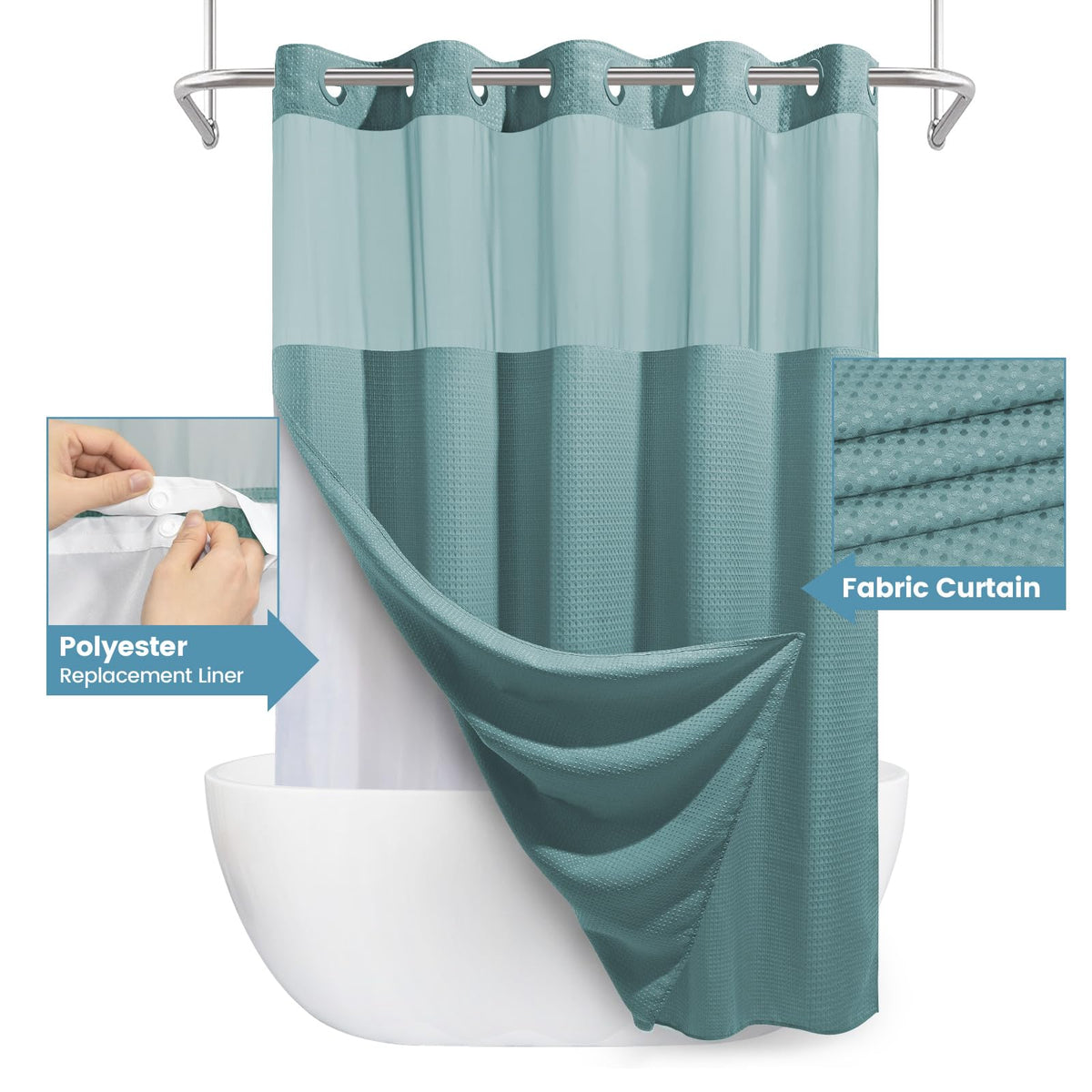 See-through mesh window on EUTXL curtain allows light while preserving privacy.