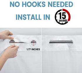 EUTXL white curtain with mesh upper panel preserves natural light and privacy.