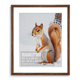 euwazram rustic walnut 20x24 frame front view for wall-ready display of photos.