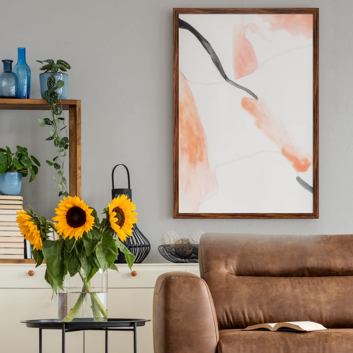 Euwazram Rustic Walnut 24x36 frame mounting options enable easy vertical or horizontal display