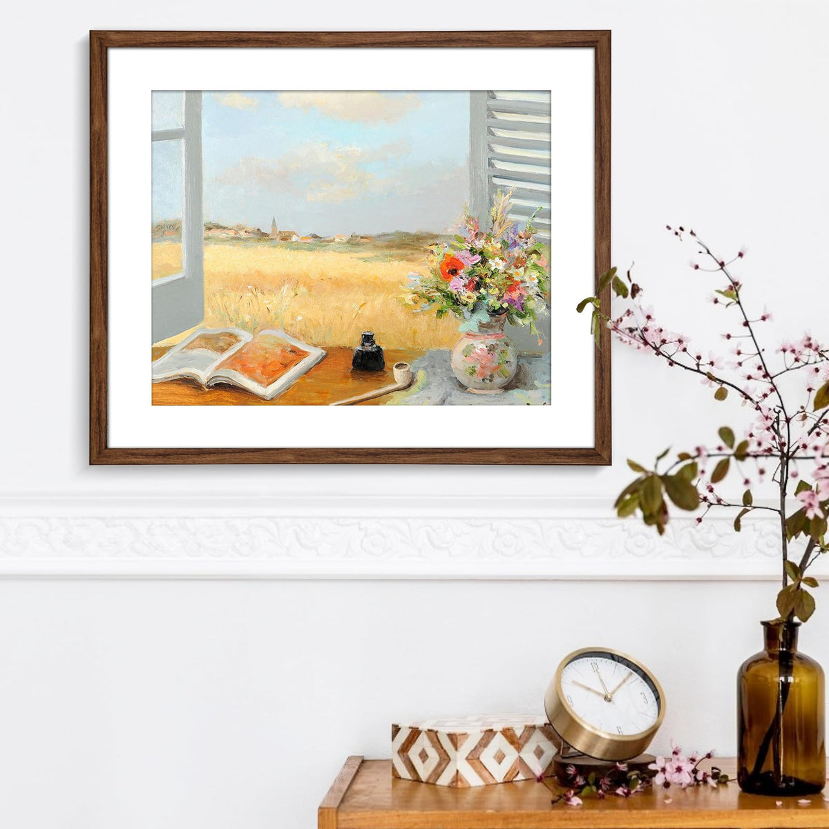 euwazram rustic walnut 20x24 frame with wall hangers supports vertical or horizontal layouts.