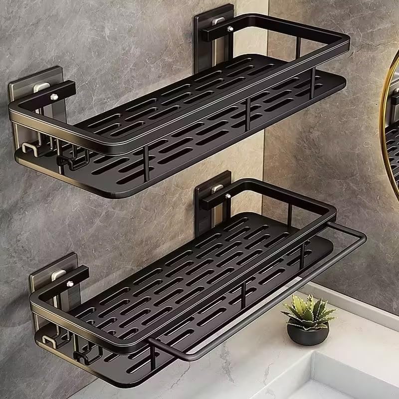 Evaland shower caddy adhesive pack keeps towels neatly organized in the bathroom