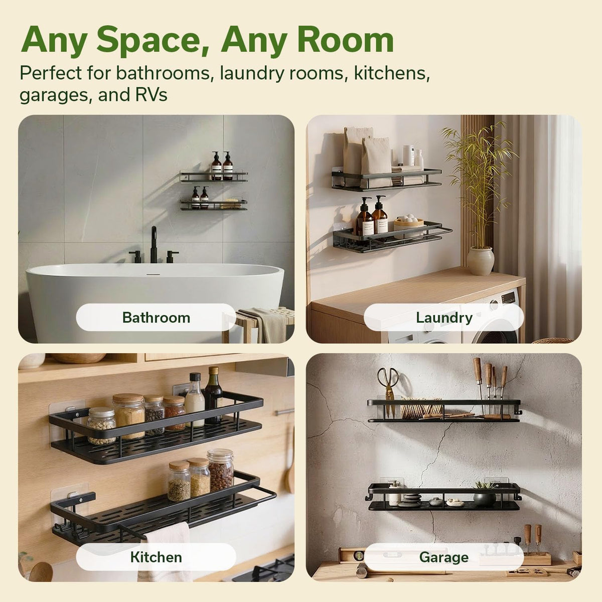 Evaland multi-space storage helps organize shampoos and soaps