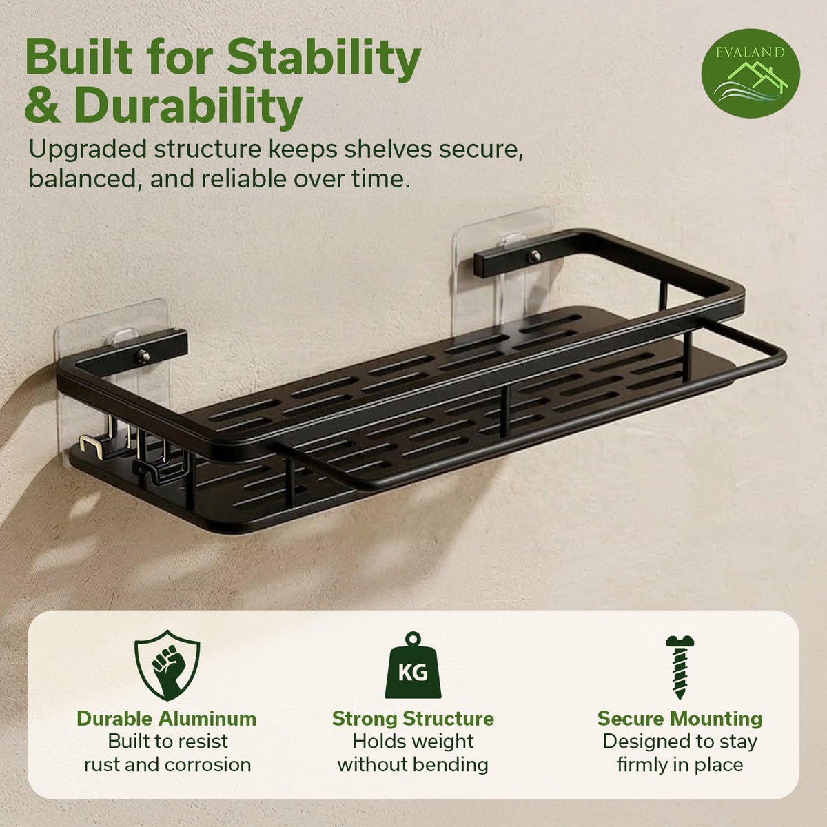 Evaland no-drill installation reduces wall damage and hassles