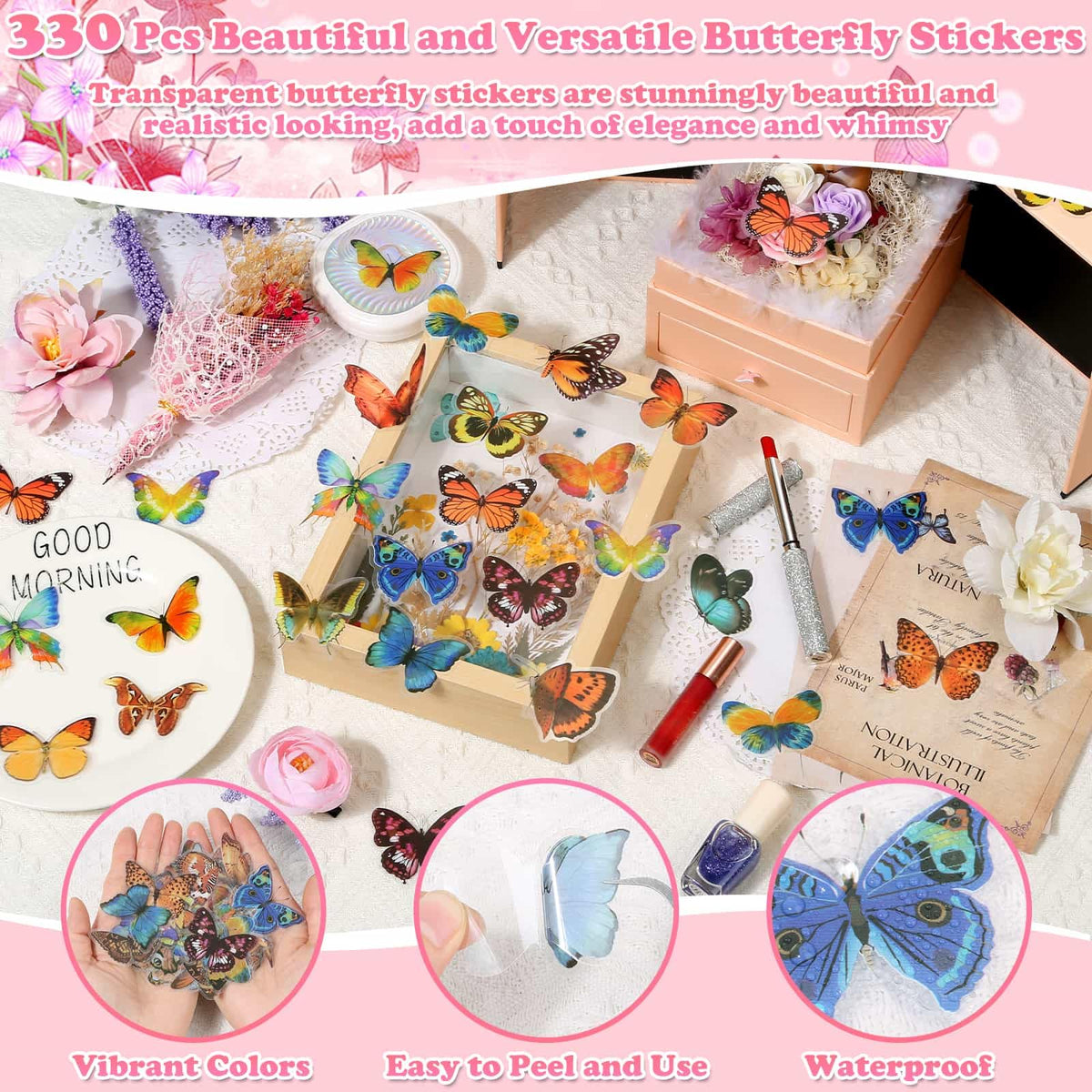 Evatage small butterfly stickers provide delicate detail for nails and journals.