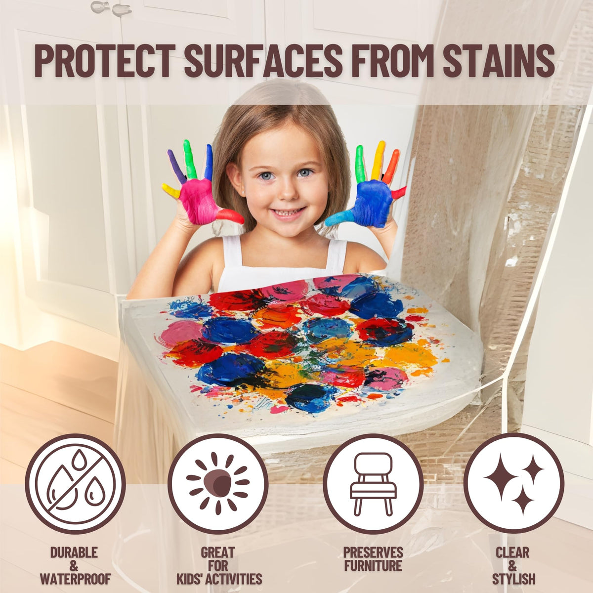 Clear Evelots protector shields furniture from dust and pet hair.