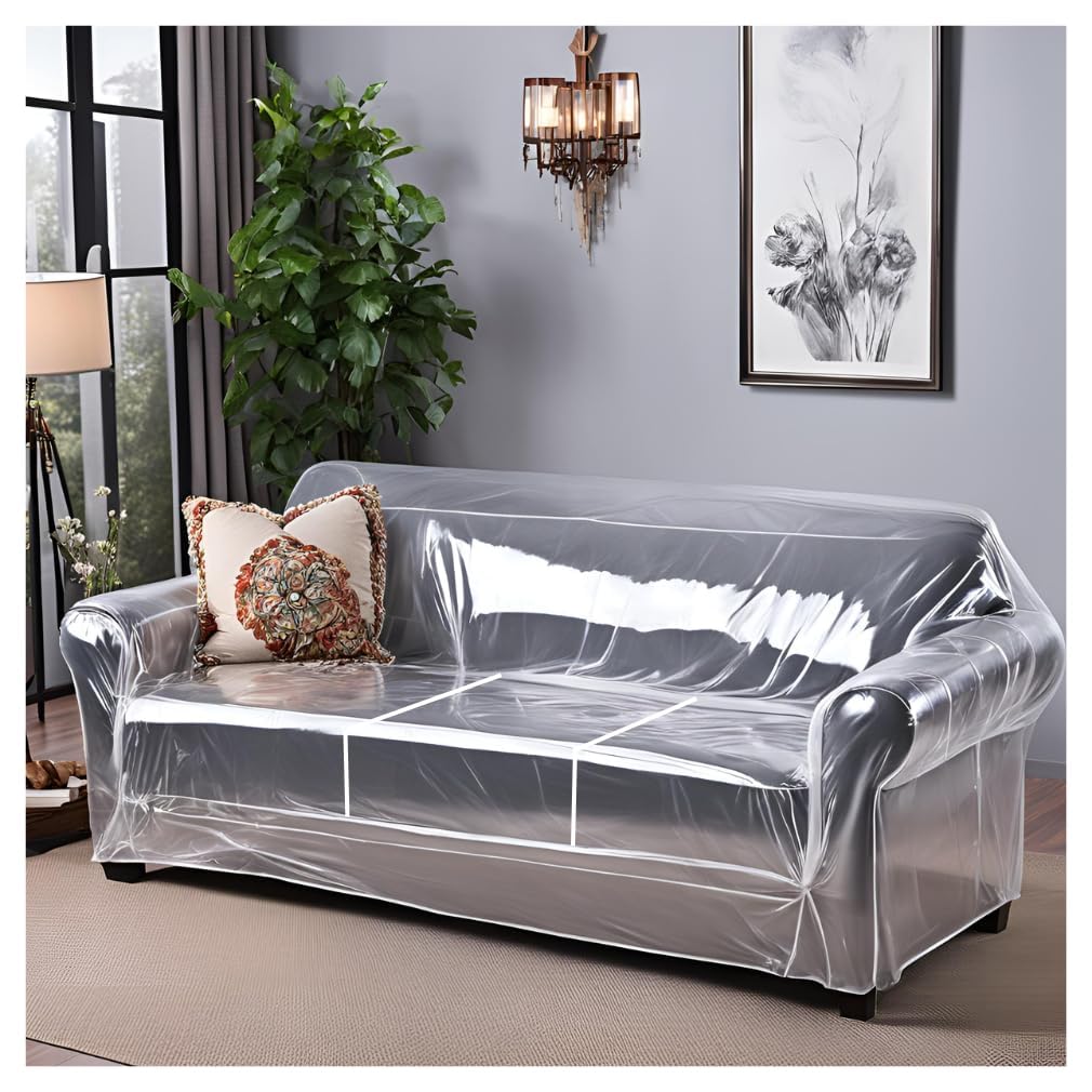 Evelots clear couch cover provides full 96-inch coverage to guard against spills and dirt.