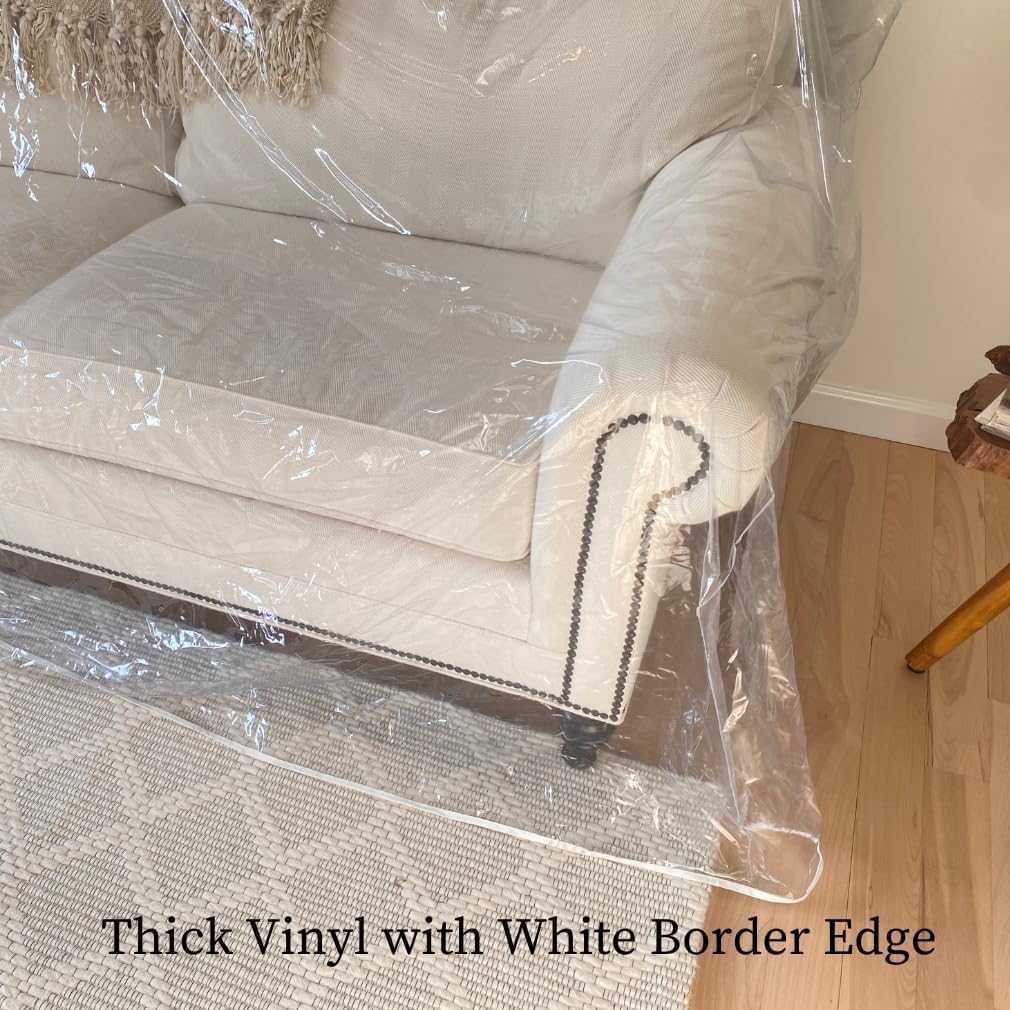 Evelots clear couch cover offers transparent protection while keeping the sofa visible and clean.