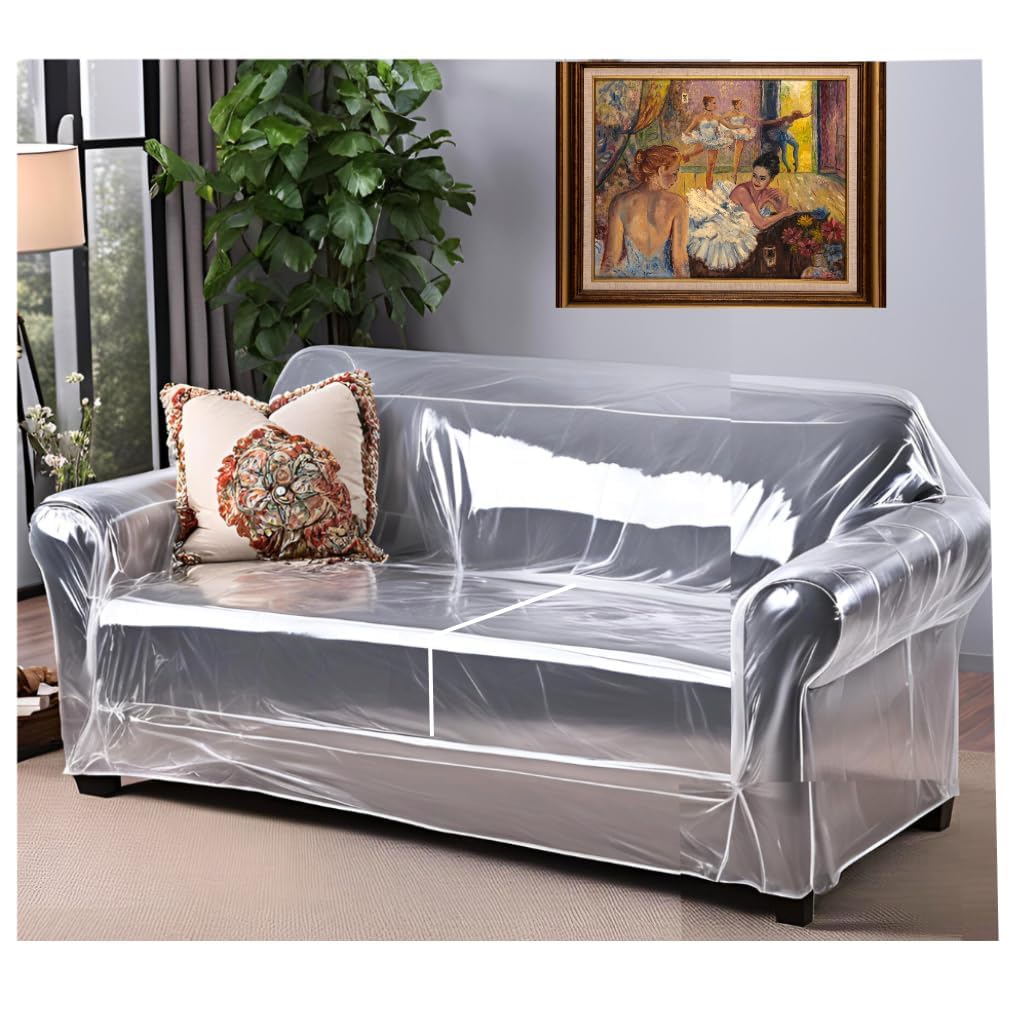 Evelots clear plastic loveseat cover preserves sofa look while guarding against spills.