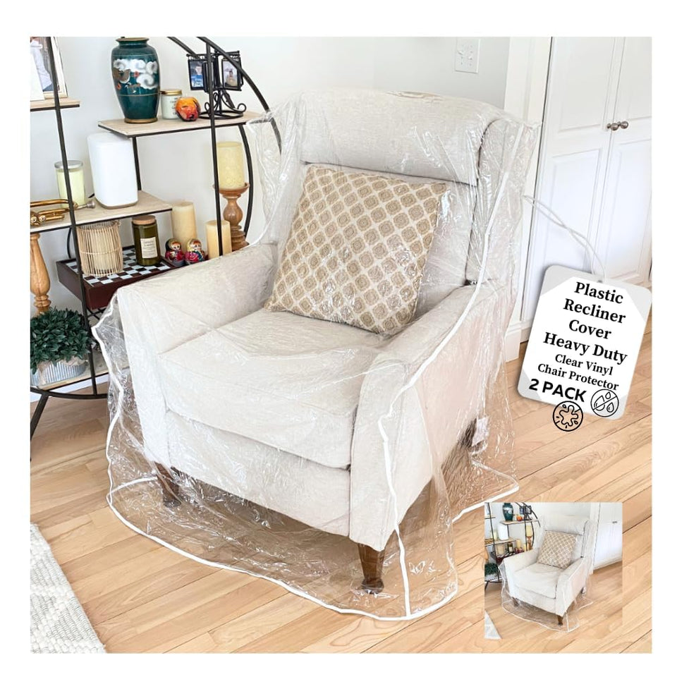 Evelots clear plastic recliner cover protects a chair during moving and storage.