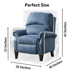 Clear vinyl on a large chair protecting against dust and during moving