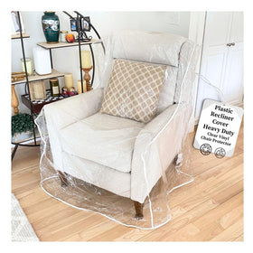 Evelots clear plastic recliner cover on chair exterior protecting from spills and claws