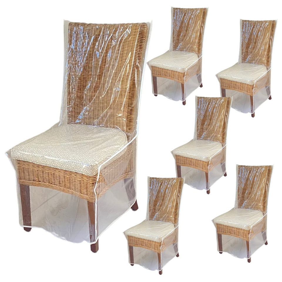 Evelots six-pack clear chair cover protects dining chairs from spills.