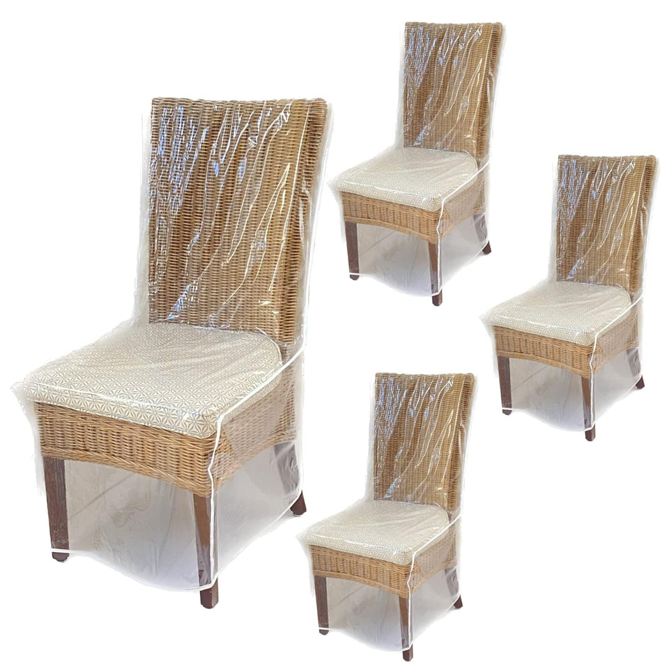 Evelots clear chair protector on a dining chair shields from spills.