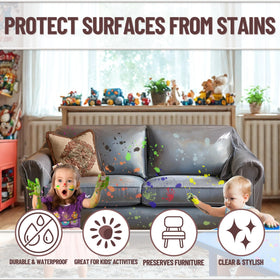 Waterproof Evelots protector keeps liquids away while preserving furniture appearance.