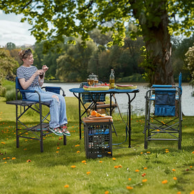 EVER ADVANCED chair with side table and cup holder for essentials.