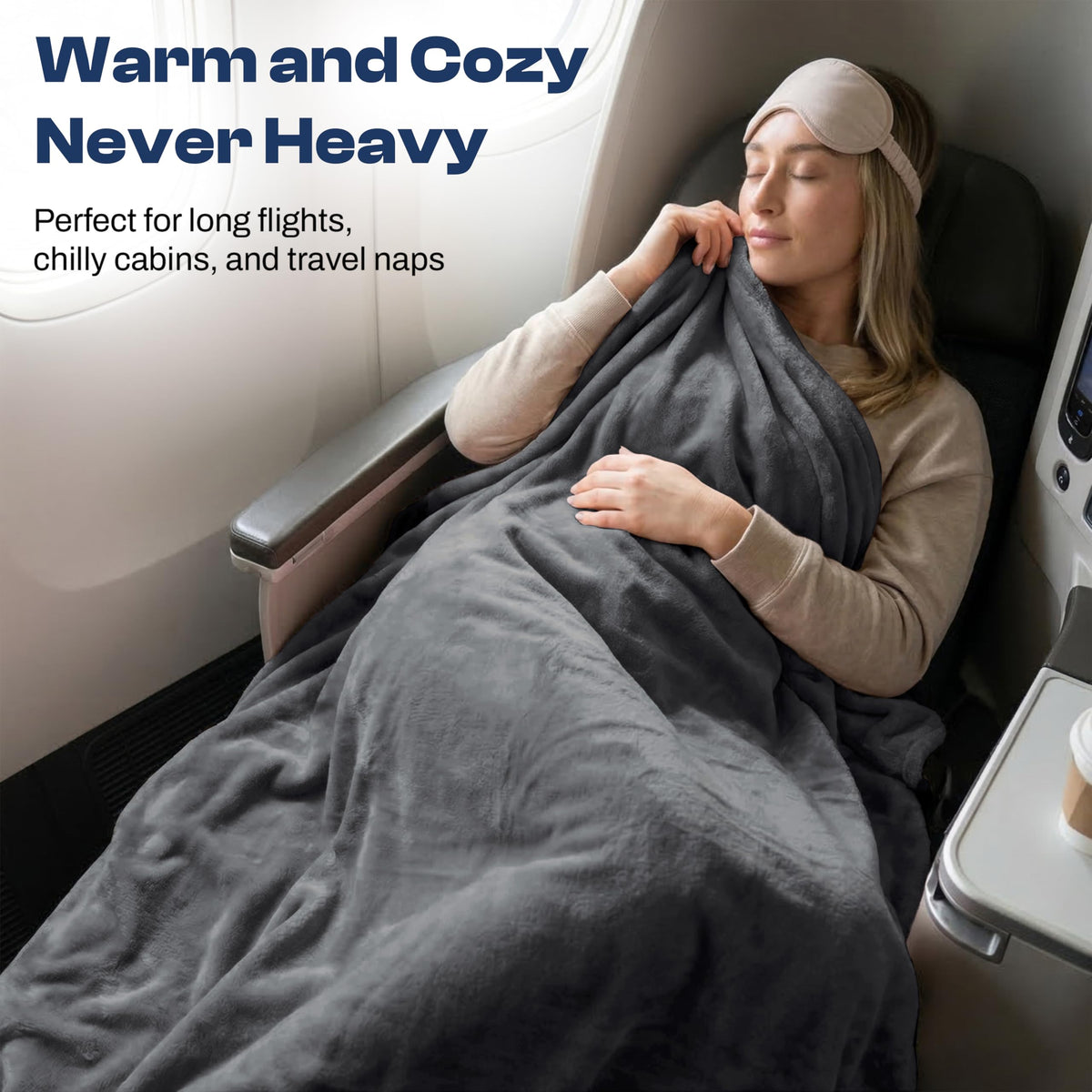 EverSnug blanket attached to luggage via the back sleeve.