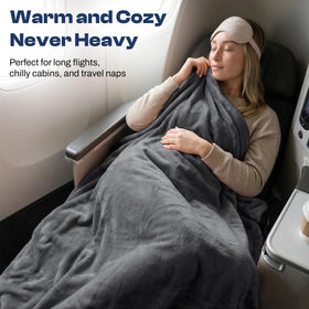 EverSnug blanket attached to luggage via the back sleeve.