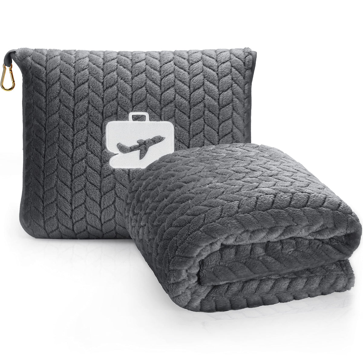 EverSnug travel blanket with pillowcase shown for versatile comfort on trips