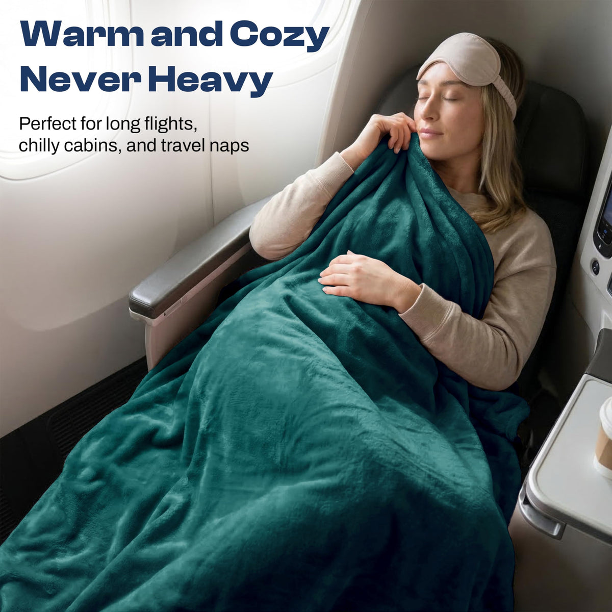EverSnug travel blanket teal tucked into luggage sleeve for quick access