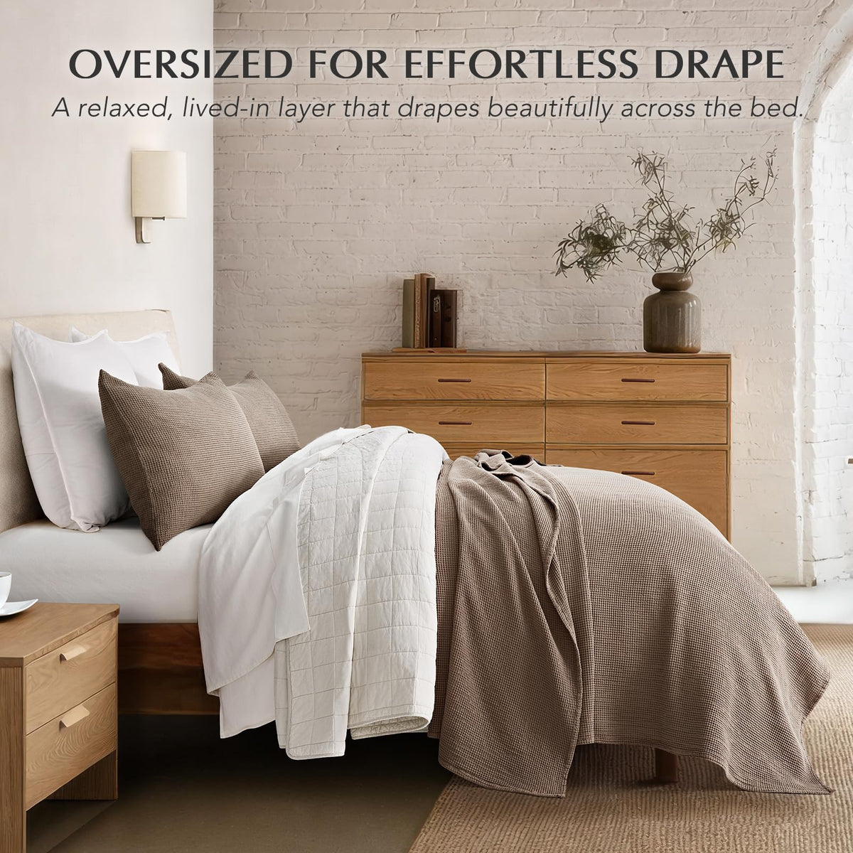 EverGrace bed spread with two shams on display suggests coordinated styling and easy setup.