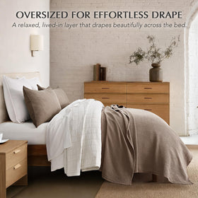 EverGrace bed spread with two shams on display suggests coordinated styling and easy setup.