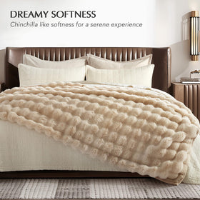 EverGrace easy care faux fur throw machine washable for simple upkeep.