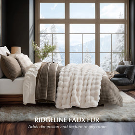 EverGrace marble texture faux fur throw with multi tone colors enhances decor