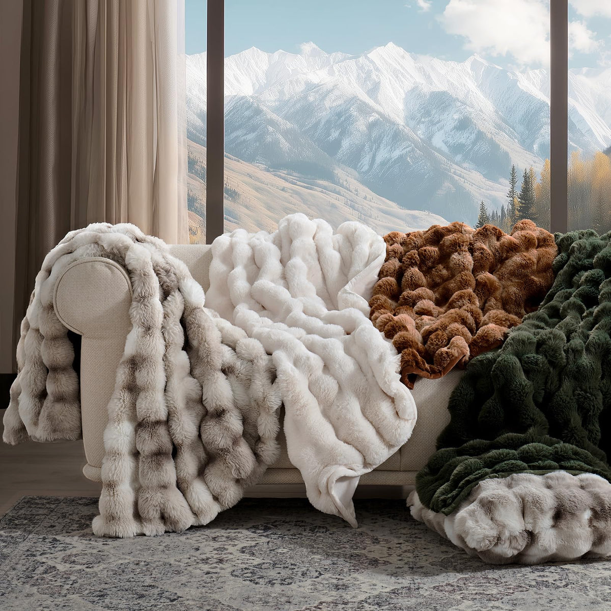 EverGrace soft fur decorative drape enhancing room texture and vibe