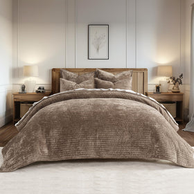 EverGrace velvet quilt set California King closeup texture shows sumptuous nap and shimmer