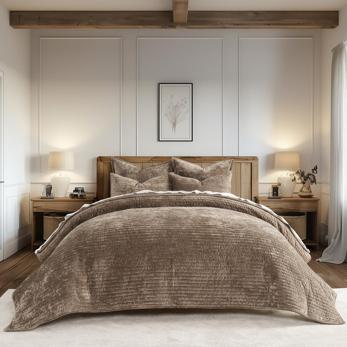 EverGrace velvet quilt set king cover shows rich texture and luxurious sheen for a stylish bed focal point