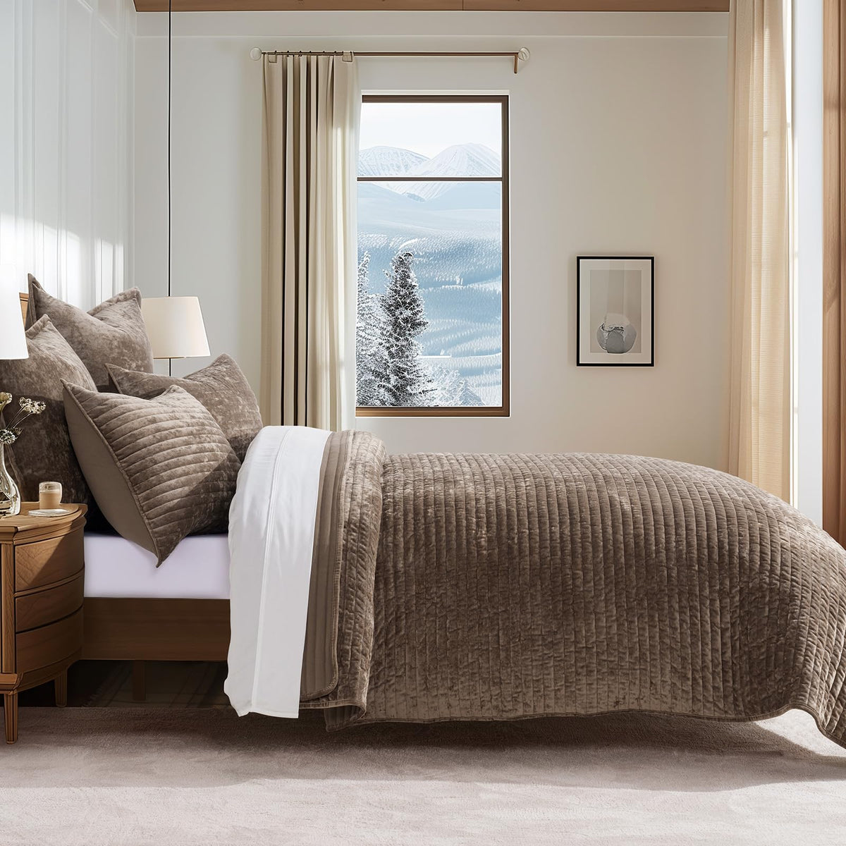 EverGrace velvet quilt set king shams complementing the coordinated bedding look