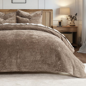 EverGrace velvet quilt set Mocha Brown colorway for warm, versatile styling