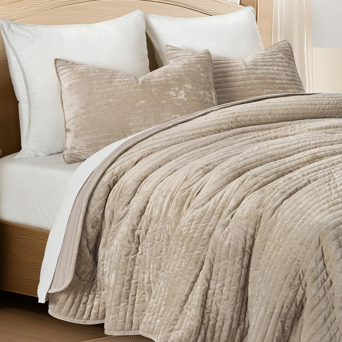 EverGrace Velvet Quilt Set Queen easy-care finish resists wear